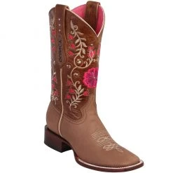 Quincy Boots Quince Women's Tan Flowered Cowgirl Boots