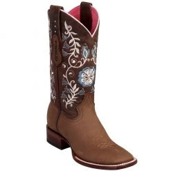 Quincy Boots WOMENS Quincy Women's Flowered Wide Square Toe Cowgirl Boots