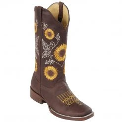 Quincy Boots Quincy Dark Brown Sunflower Square Toe Cowgirl Boots 🌻 WOMENS