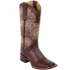 Quincy Boots Quincy Women's Sunflower Cowgirl Boots - Chocolate