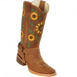 Quincy Boots WOMENS Quincy Brown Square Toe Sunflower Cowgirl Boots