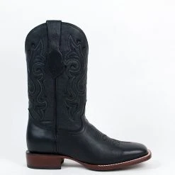 Quincy Boots MENS Men's Quincy Black Wide Square Toe Cowboy Boots