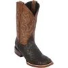 Quincy Boots Quincy Chocolate Tooled Print Wide Square Toe Cowboy Boots MENS