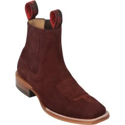 Quincy Boots Women's Wide Square Toe Suede Charro Boot - Black Cherry