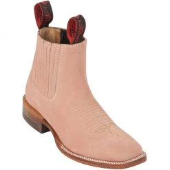 Quincy Boots Women's Wide Square Toe Suede Charro Boot - Pink WOMENS