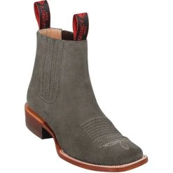 Quincy Boots WOMENS Women's Wide Square Toe Suede Charro Boot - Gray
