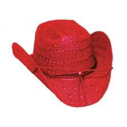 Red Cowgirl Straw Hat By Stone Hats