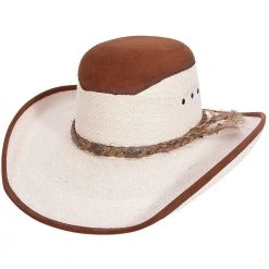 Open Crown Palm Cowboy Hat With Leather By Stone Hats MENS