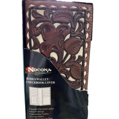Nacona Floral Tooled Print Leather Checkbook Wallet MENS