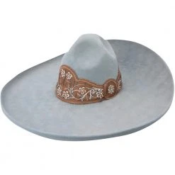 Charreria Sombrero Charro De Lana Floreado Gris