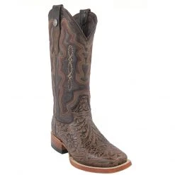 WOMENS Tanner Mark Boots Tooled Print Square Toe Cowgirl Boots