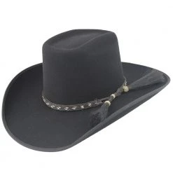 MENS Cuernos Chuecos Black 6X Brick Crown Felt Hat With Horsehair Band