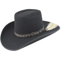 MENS Cuernos Chuecos Black 6X Brick Crown Felt Hat With Horsehair Band