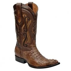 Cuadra Men's Crocodile Horn Back Nogal Pointed Toe Boots