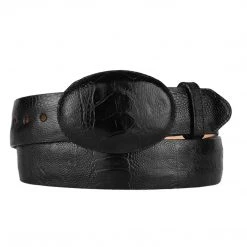 Los Altos Boots Men's Black Ostrich Leg Cowboy Belt