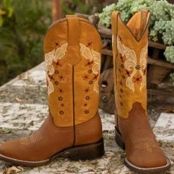 Abolengo Flowered Butterfly Square Toe Cowgirl Boots 🦋 WOMENS