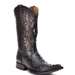 MENS Cuadra Men's Ostrich Chihuahua Toe Pointed Cowboy Boots - Black