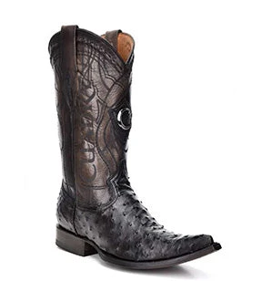 MENS Cuadra Men's Ostrich Chihuahua Toe Pointed Cowboy Boots - Black MENS Cuadra Men's Ostrich Chihuahua Toe Pointed Cowboy Boots - Black