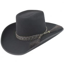 MENS Cuernos Chuecos Black 6X Brick Crown Felt Hat With Horsehair Band